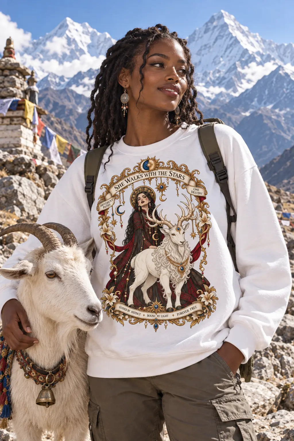 Celestial Goat Mountain Graphic Tee Shirt, Hoodie Sweatshirt