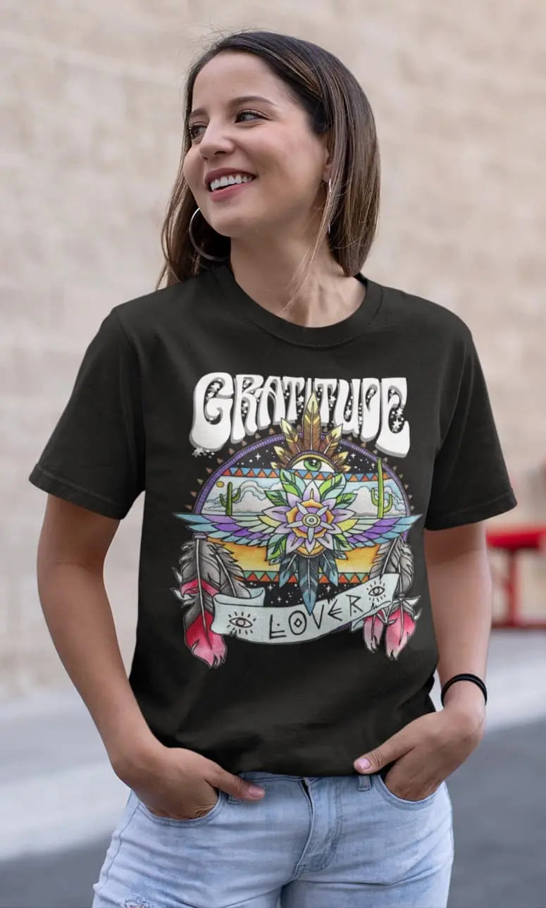Gratitude Hippie Graphic Tee Shirt, Hoodie Sweatshirt