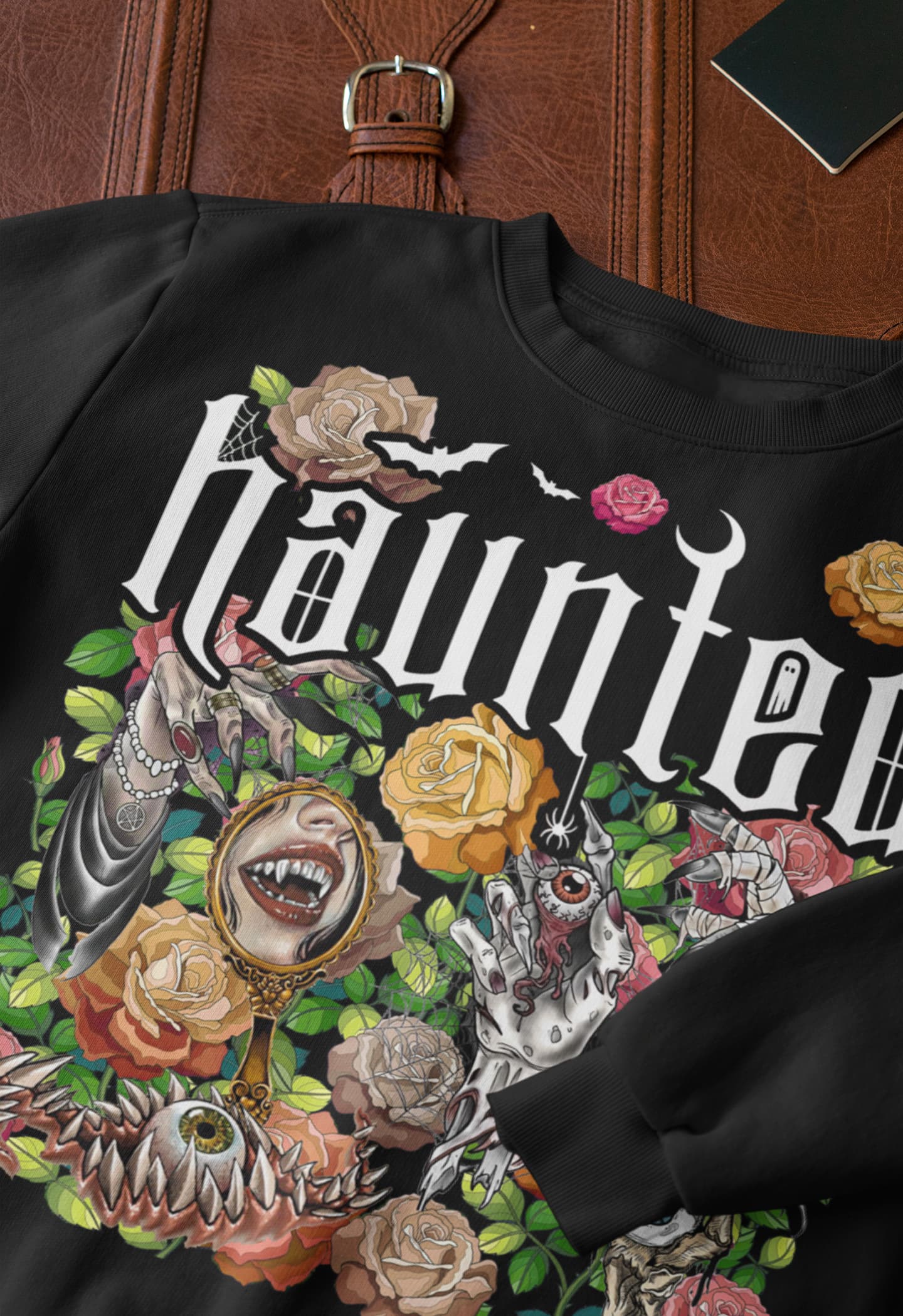 Haunted Goth  Graphic Tee Shirt, Halloween Hoodie Sweatshirt