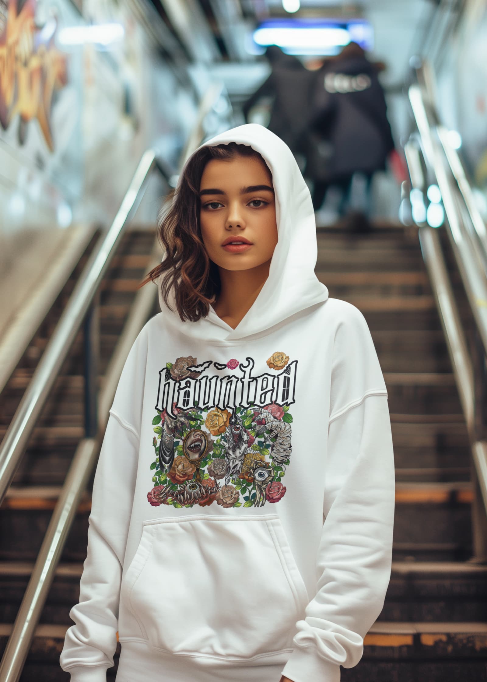 Haunted Goth  Graphic Tee Shirt, Halloween Hoodie Sweatshirt