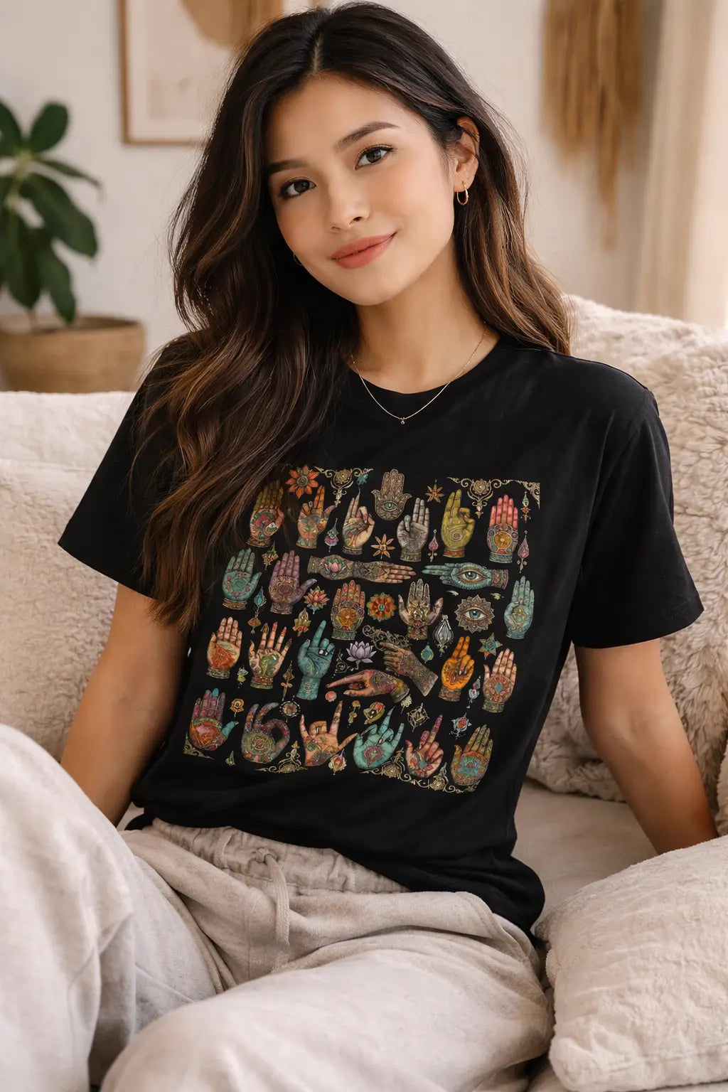 Hamsa & Third Eye Hands Graphic Tee Shirt, Hoodie Sweatshirt