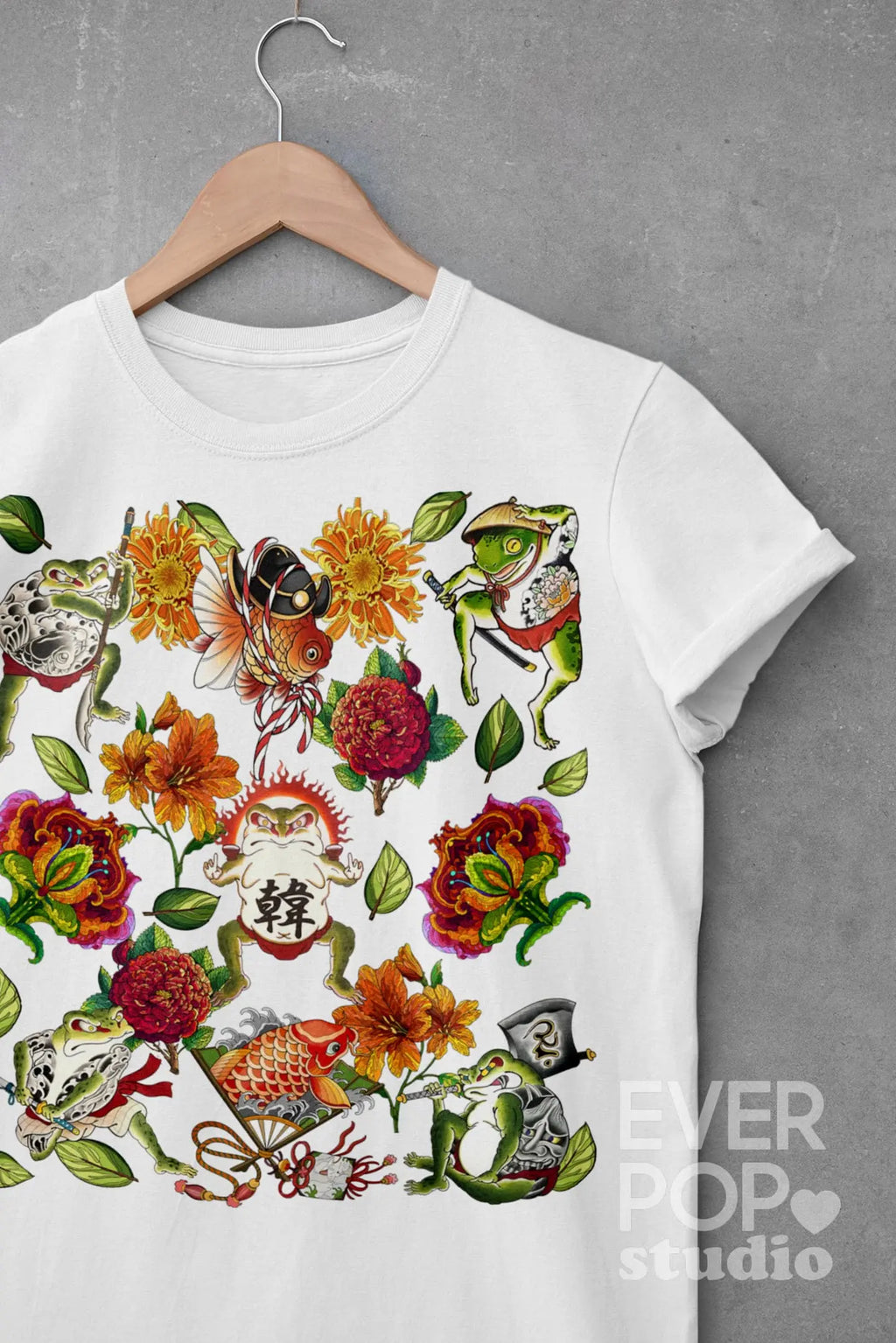 Japanese Frog Tattoo Graphic Tee Shirt, Hoodie Sweatshirt