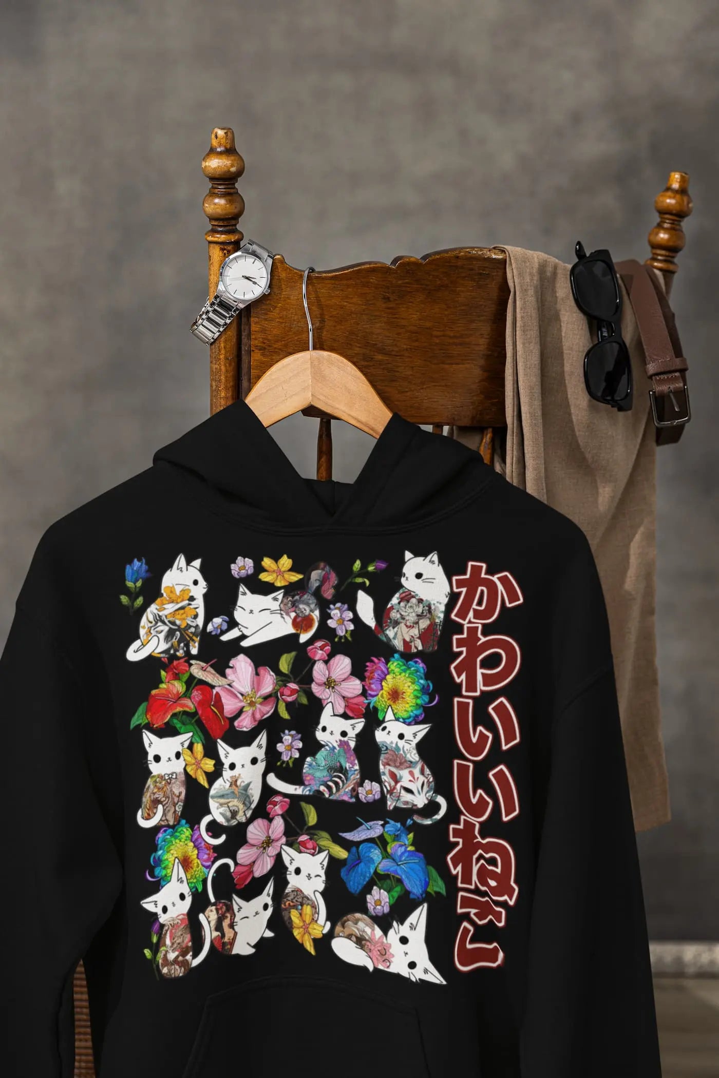 Japanese Cat Graphic Tee Shirt, Hoodie Sweatshirt