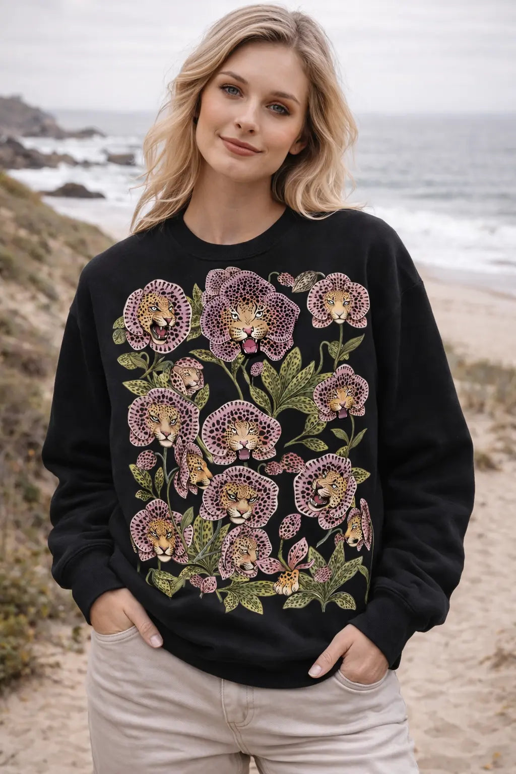 Leopard Orchid Bloom Graphic Tee Shirt, Hoodie Sweatshirt