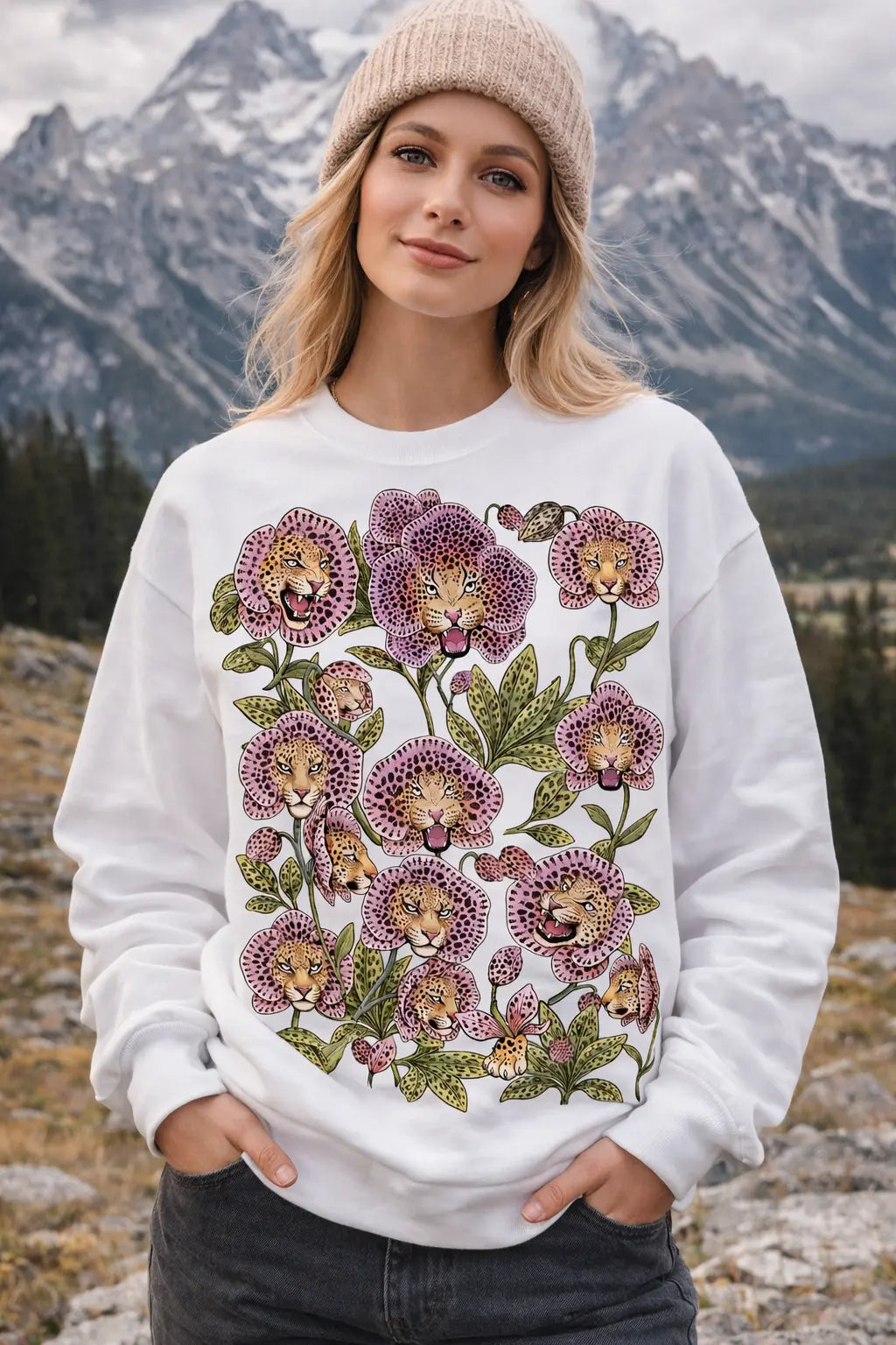 Leopard Orchid Bloom Graphic Tee Shirt, Hoodie Sweatshirt