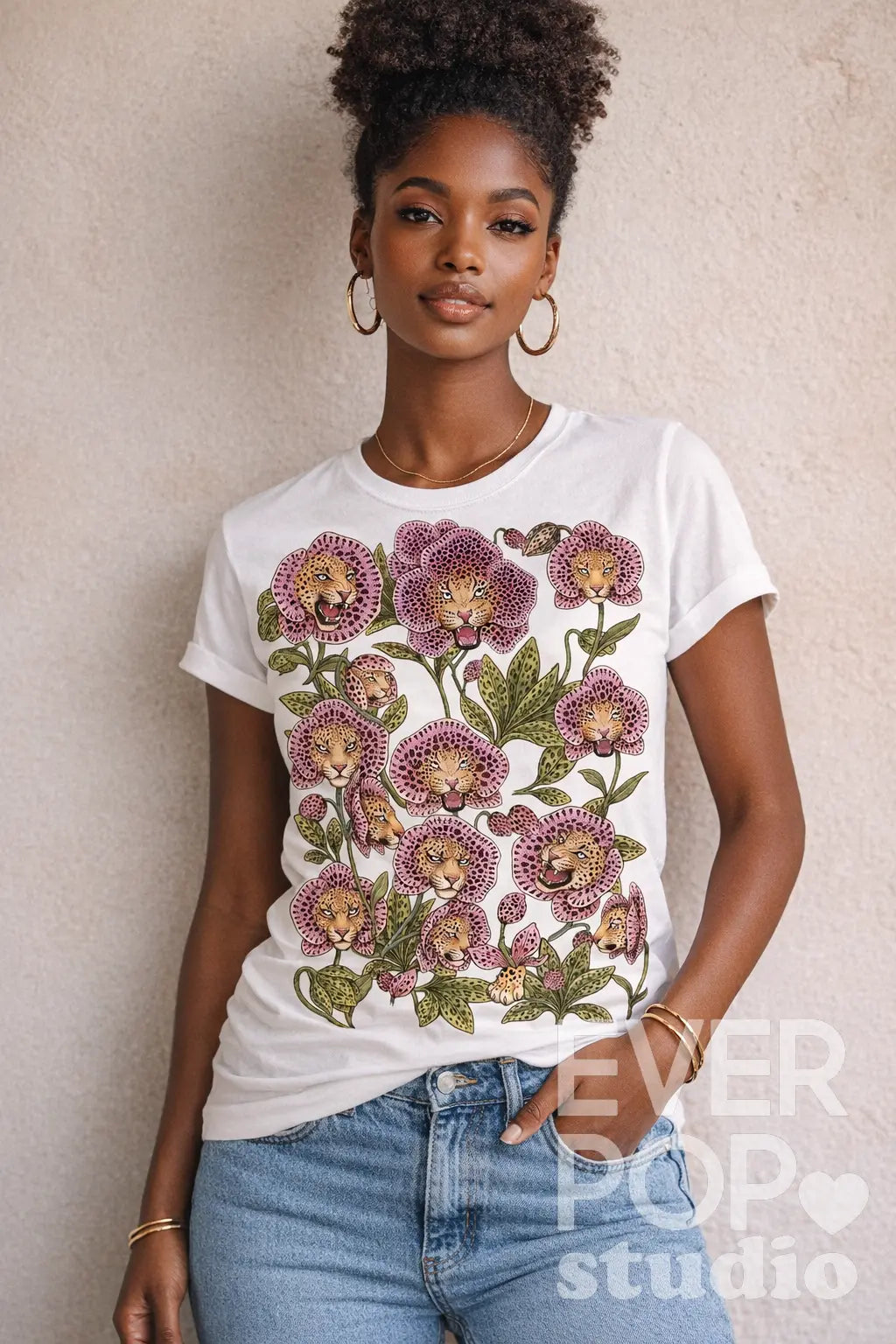 Leopard Orchid Bloom Graphic Tee Shirt, Hoodie Sweatshirt