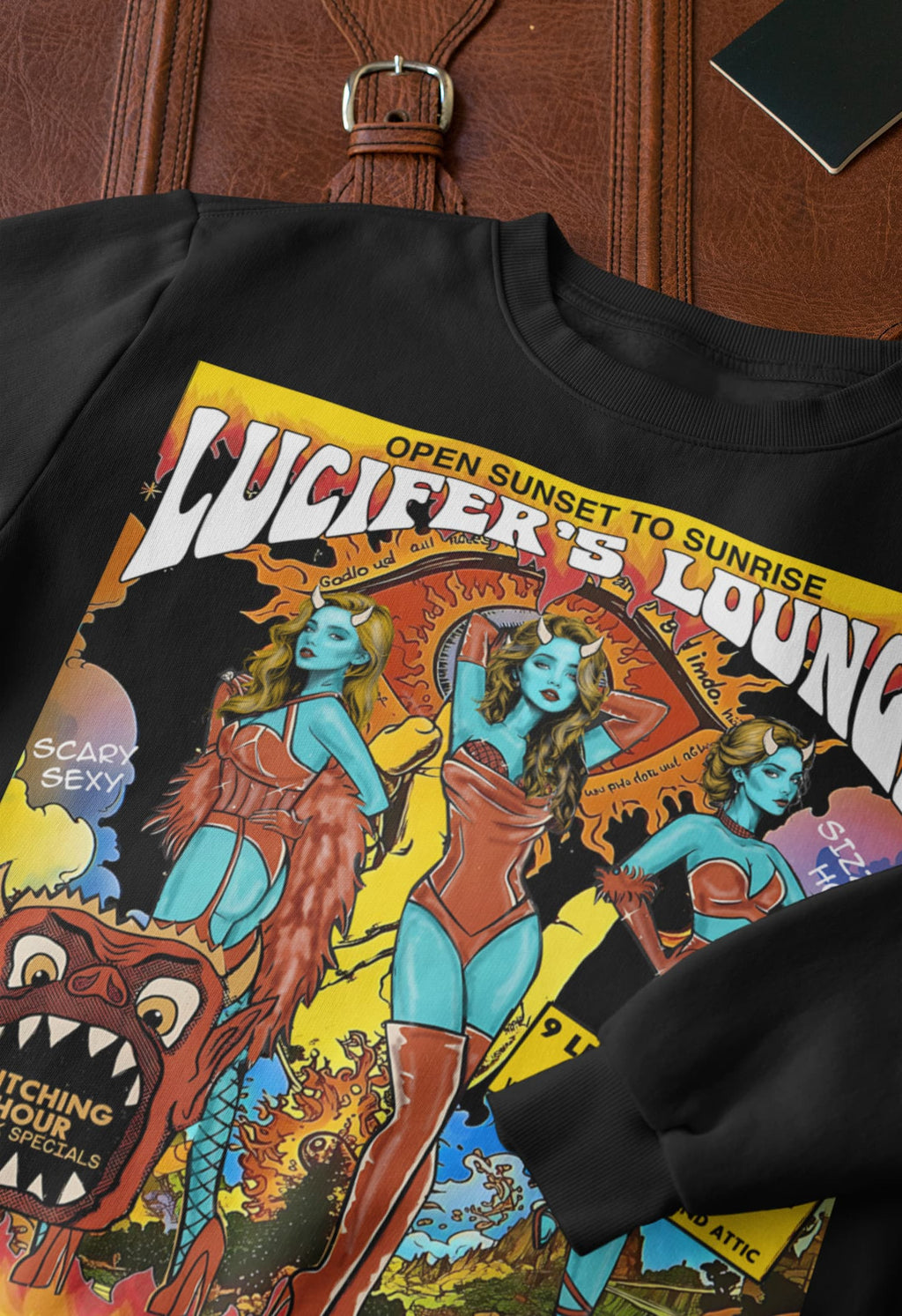 Lucifer Retro Vintage Devil Girl Pin-Up Graphic Tee Shirt, Hoodie Sweatshirt