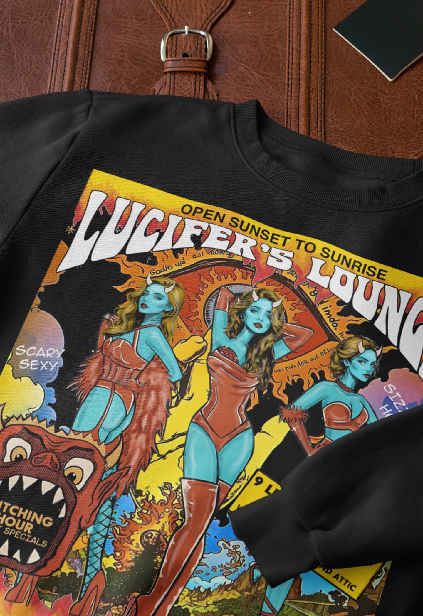 Lucifer Retro Vintage Devil Girl Pin-Up Graphic Tee Shirt, Hoodie Sweatshirt