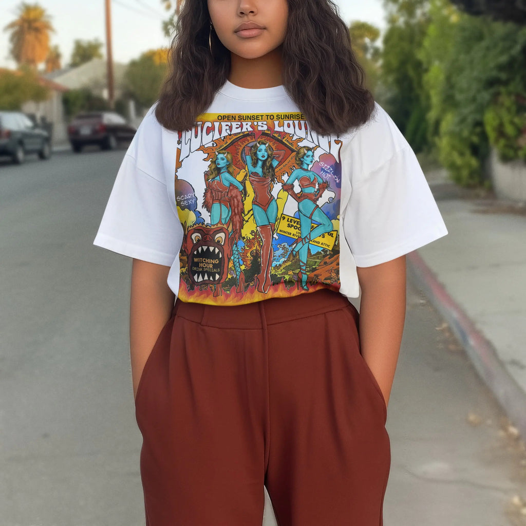 Lucifer Retro Vintage Devil Girl Pin-Up Graphic Tee Shirt, Hoodie Sweatshirt