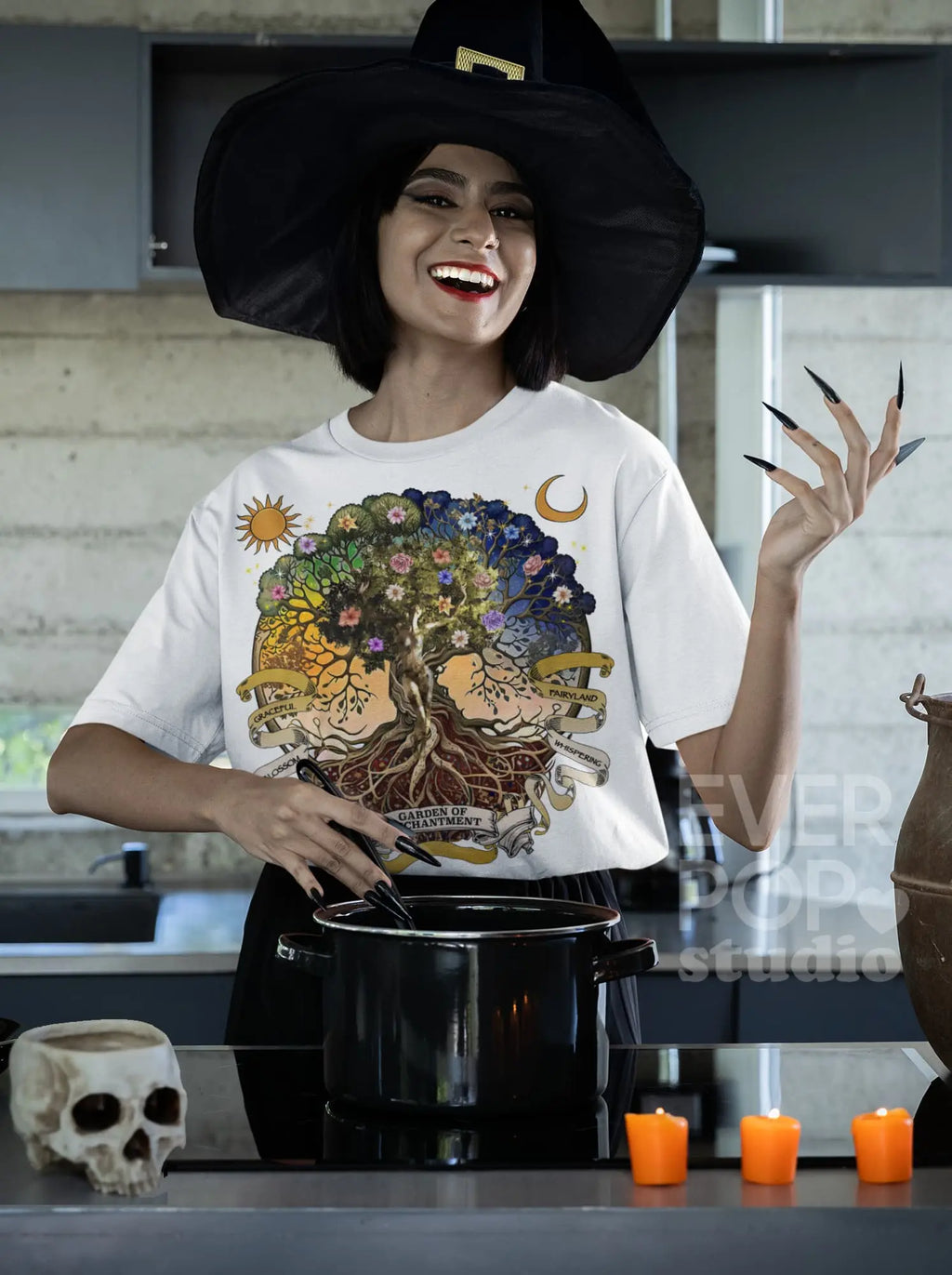 Witch Magic Tree Graphic Tee Shirt, Hoodie Sweatshirt