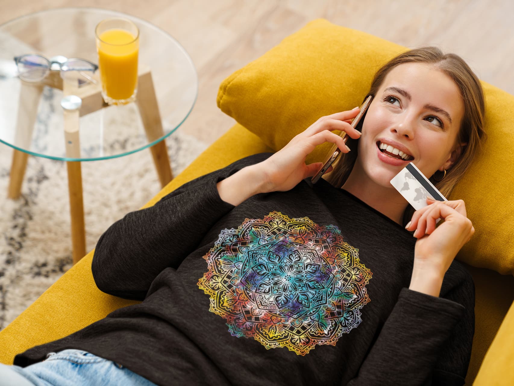 Colorful Mandala Graphic Tee Shirt, Hoodie Sweatshirt
