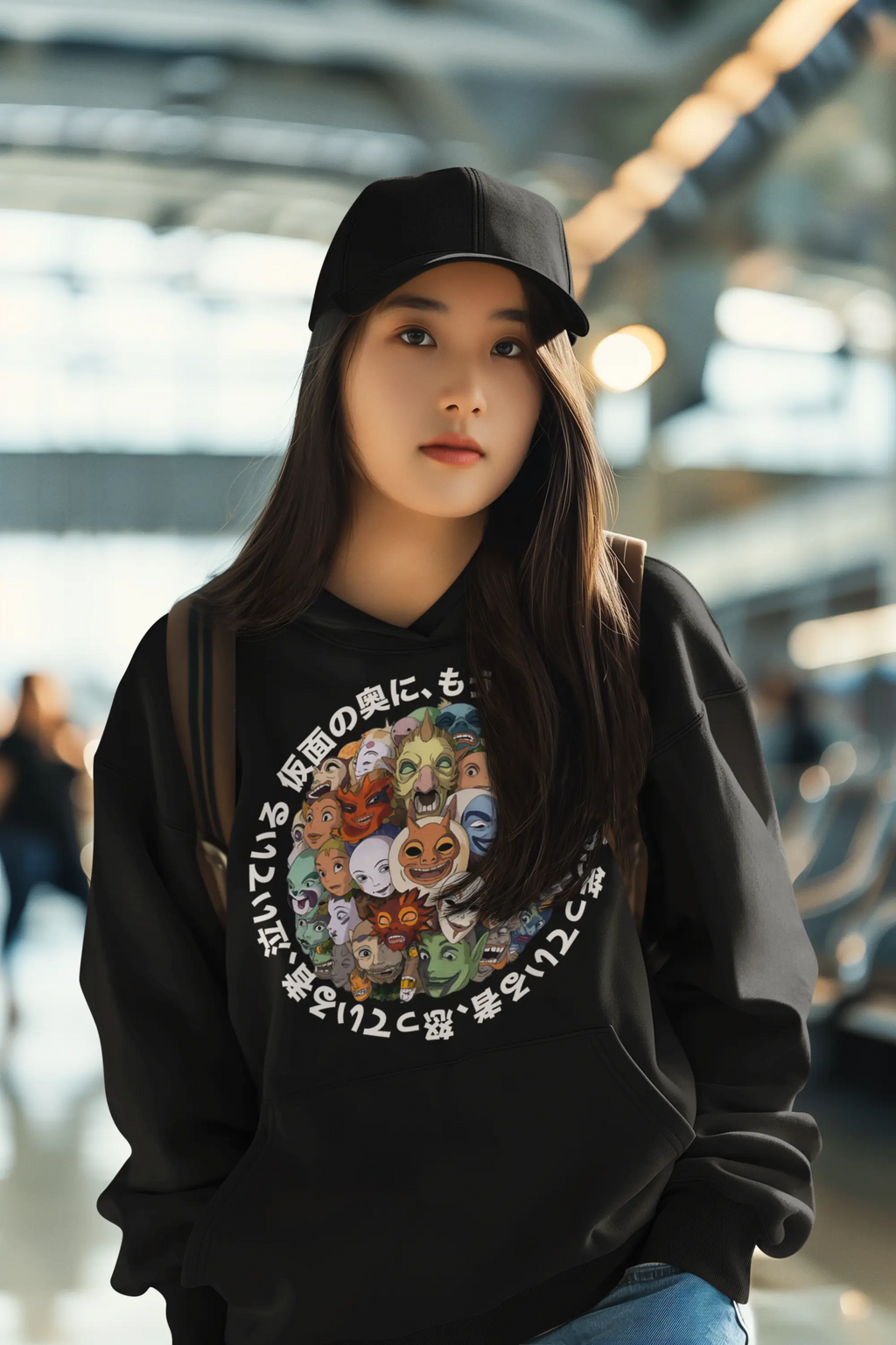 Japanese Folklore Masks Graphic Tee Shirt, Hoodie Sweatshirt