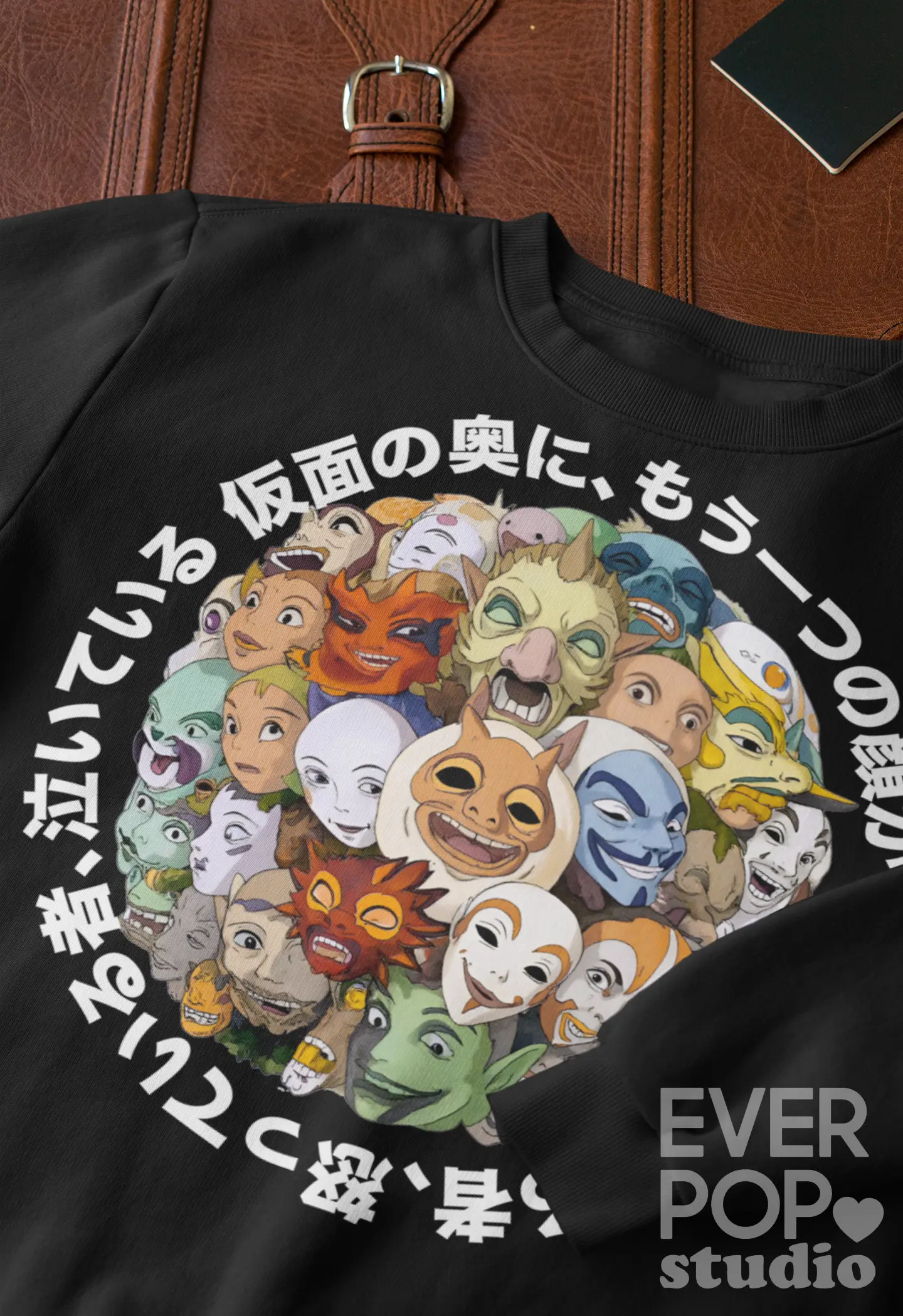 Japanese Folklore Masks Graphic Tee Shirt, Hoodie Sweatshirt