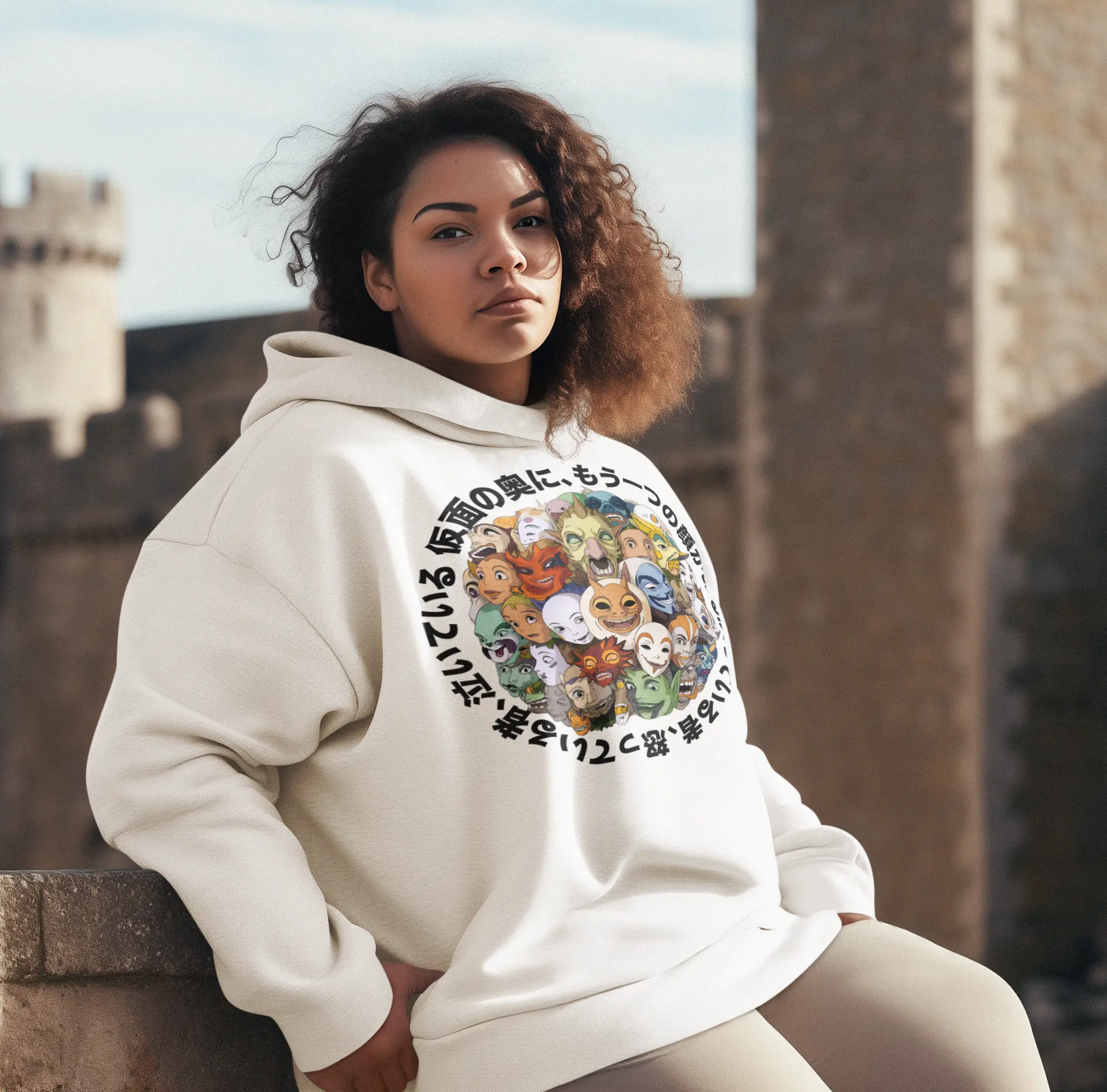 Japanese Folklore Masks Graphic Tee Shirt, Hoodie Sweatshirt