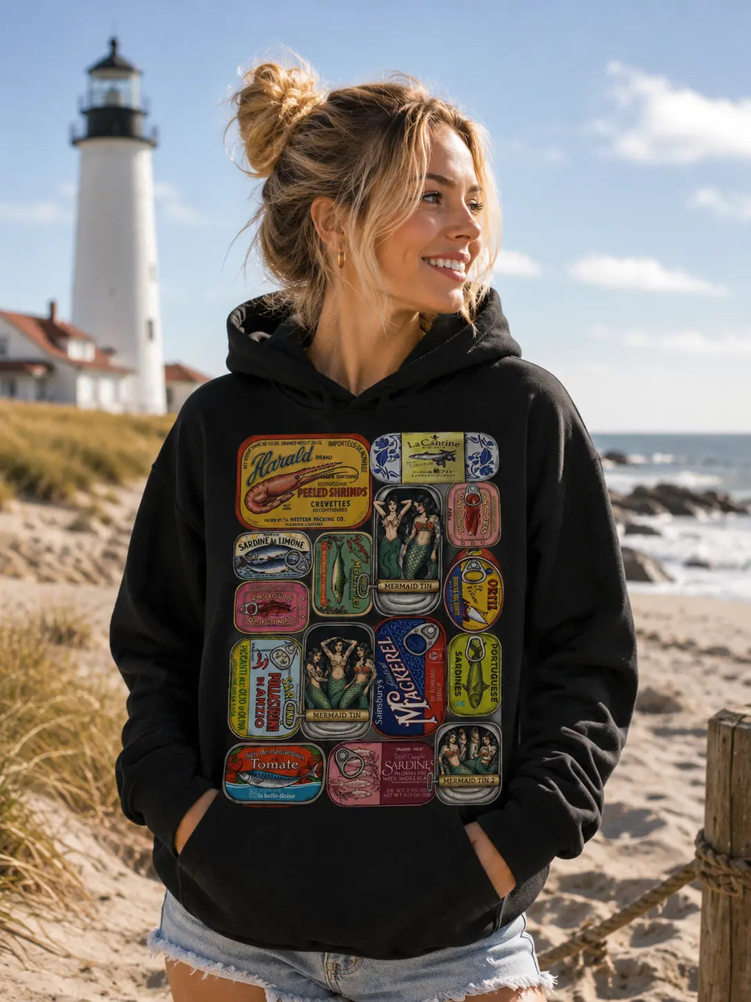 Retro Canned Mermaid Graphic Tee shirt, Hoodie Sweatshirt
