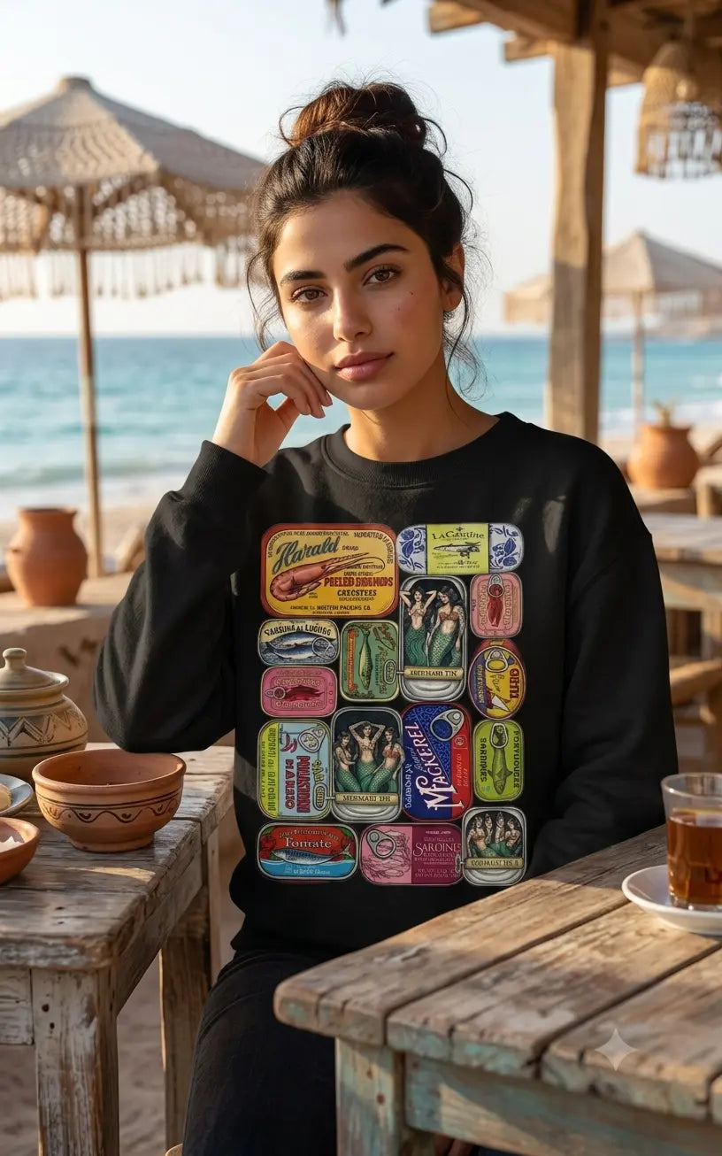 Retro Canned Mermaid Graphic Tee shirt, Hoodie Sweatshirt