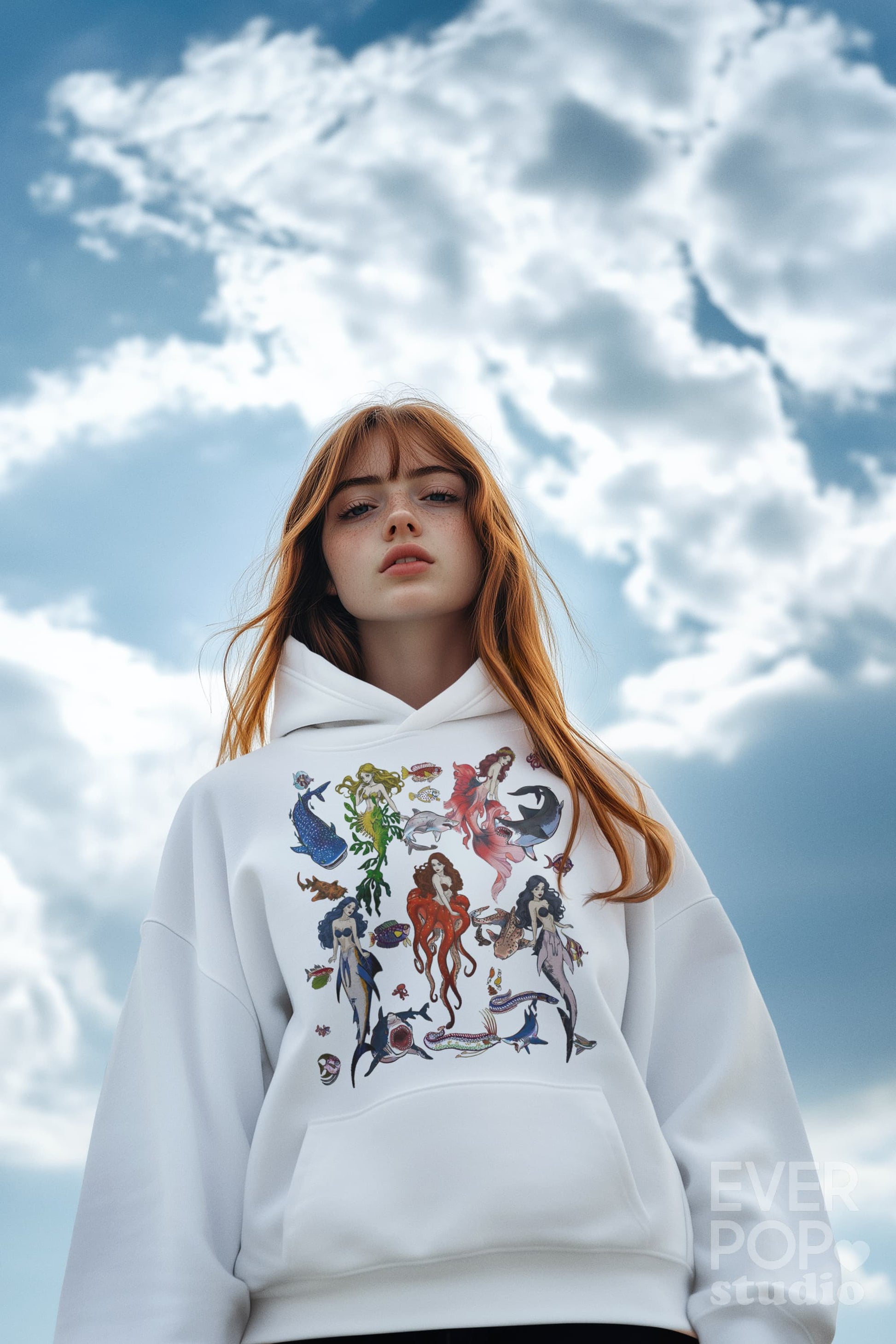 Shark Mermaid  Graphic Tee Shirt, Hoodie Sweatshirt