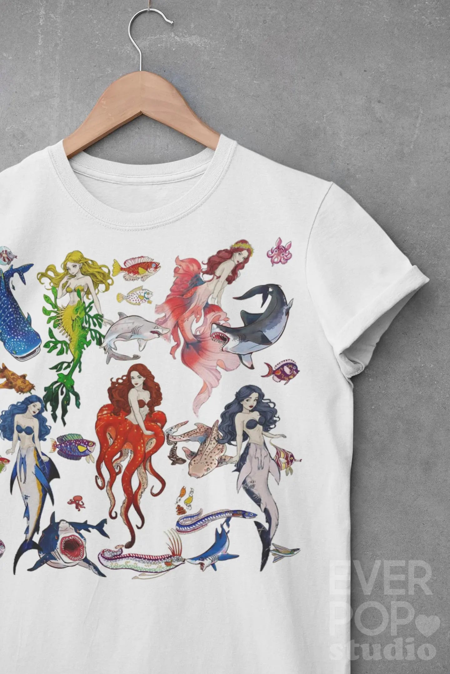 Shark Mermaid  Graphic Tee Shirt, Hoodie Sweatshirt