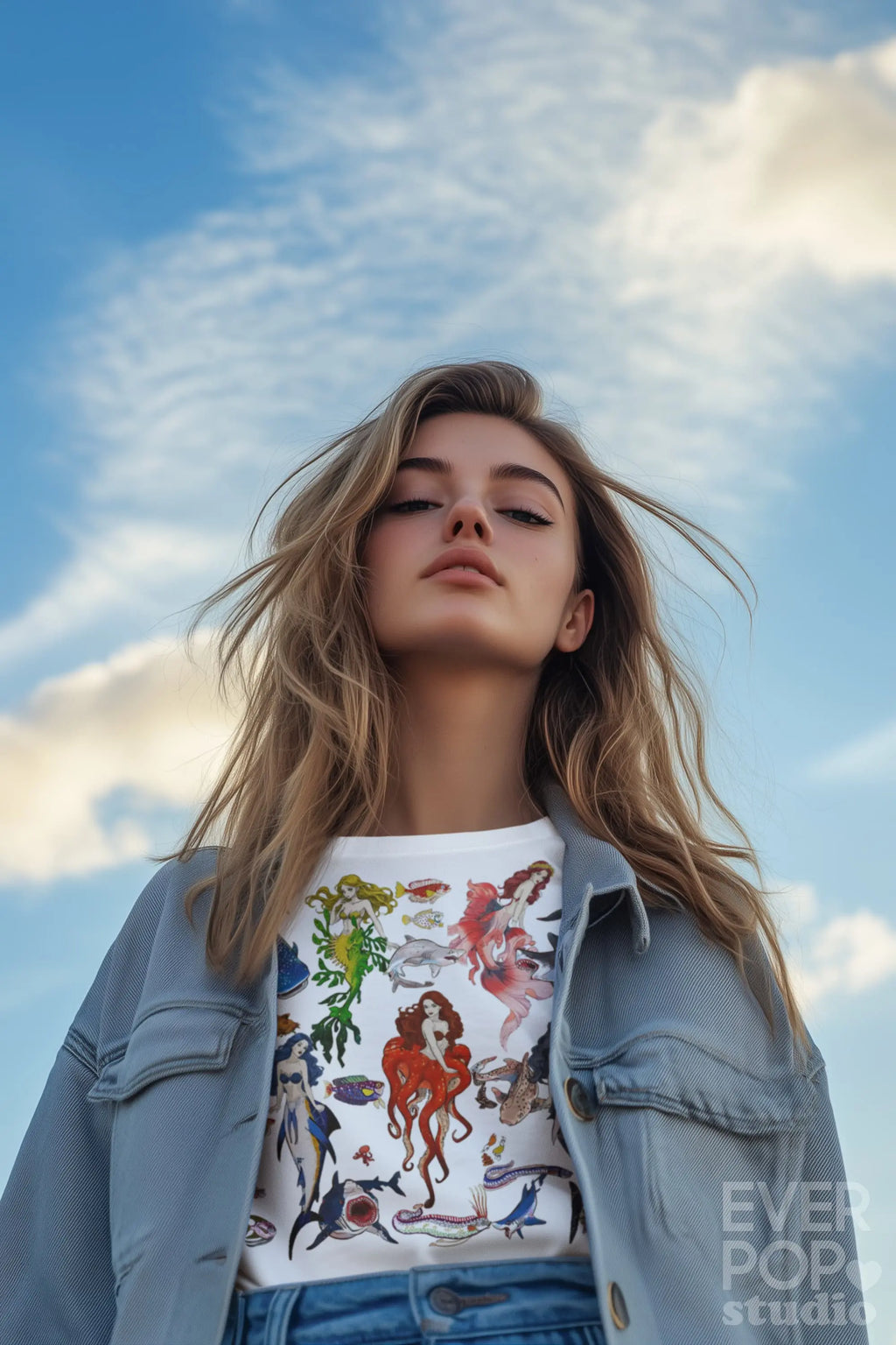 Shark Mermaid  Graphic Tee Shirt, Hoodie Sweatshirt