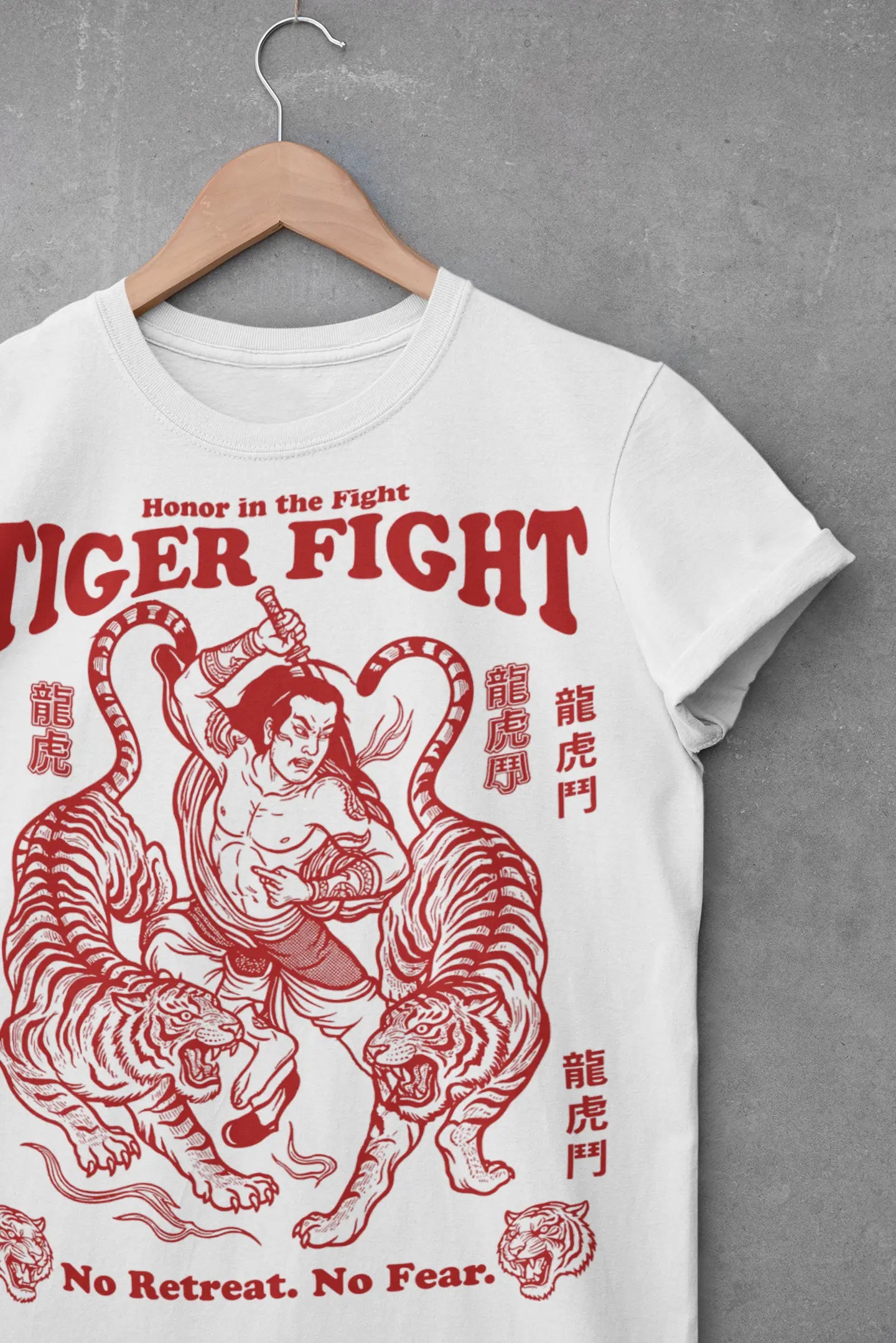 Samurai Tiger Fight Graphic Tee Shirt, Hoodie Sweatshirt