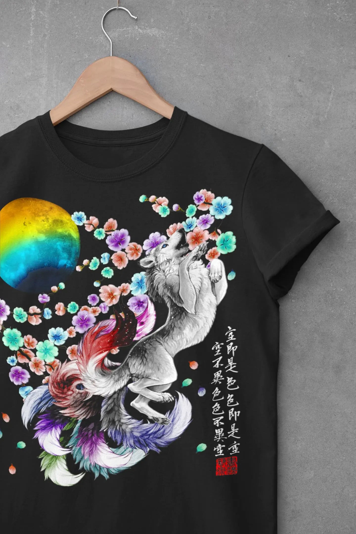 Japanese Nine Tailed Fox Graphic Tee Shirt, Hoodie Sweatshirt