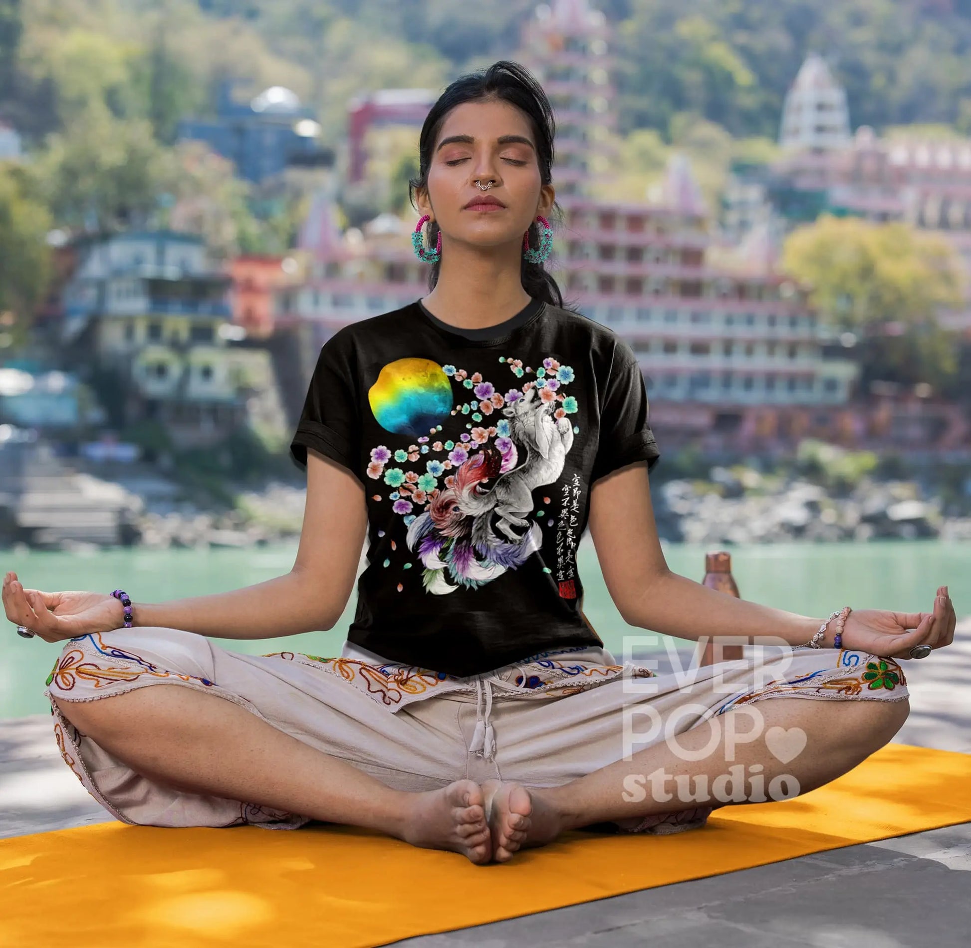 Japanese Nine Tailed Fox Graphic Tee Shirt, Hoodie Sweatshirt