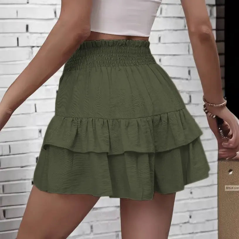 Boho Smocked Waist Ruffle Shorts for Women – Flowy Casual Summer Bottoms