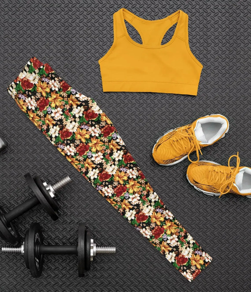 Floral Print Leggings: Women's Activewear Yoga Pants