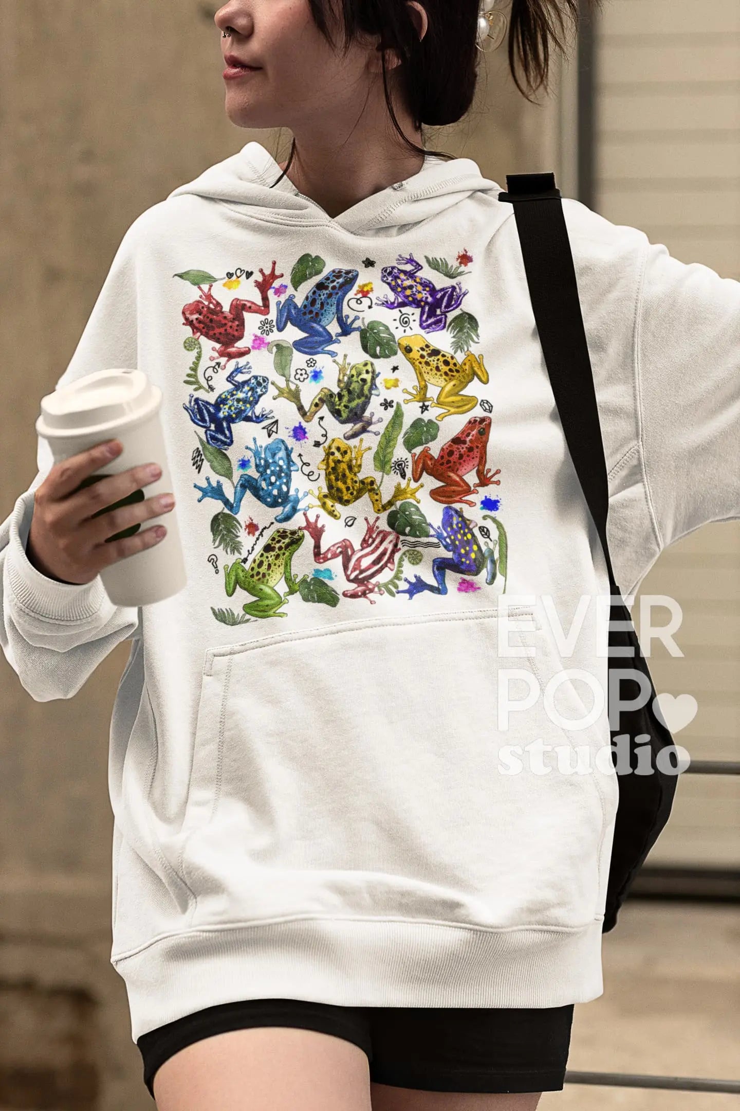 Colorful Frog Graphic Tee Shirt, Hoodie Sweatshirt