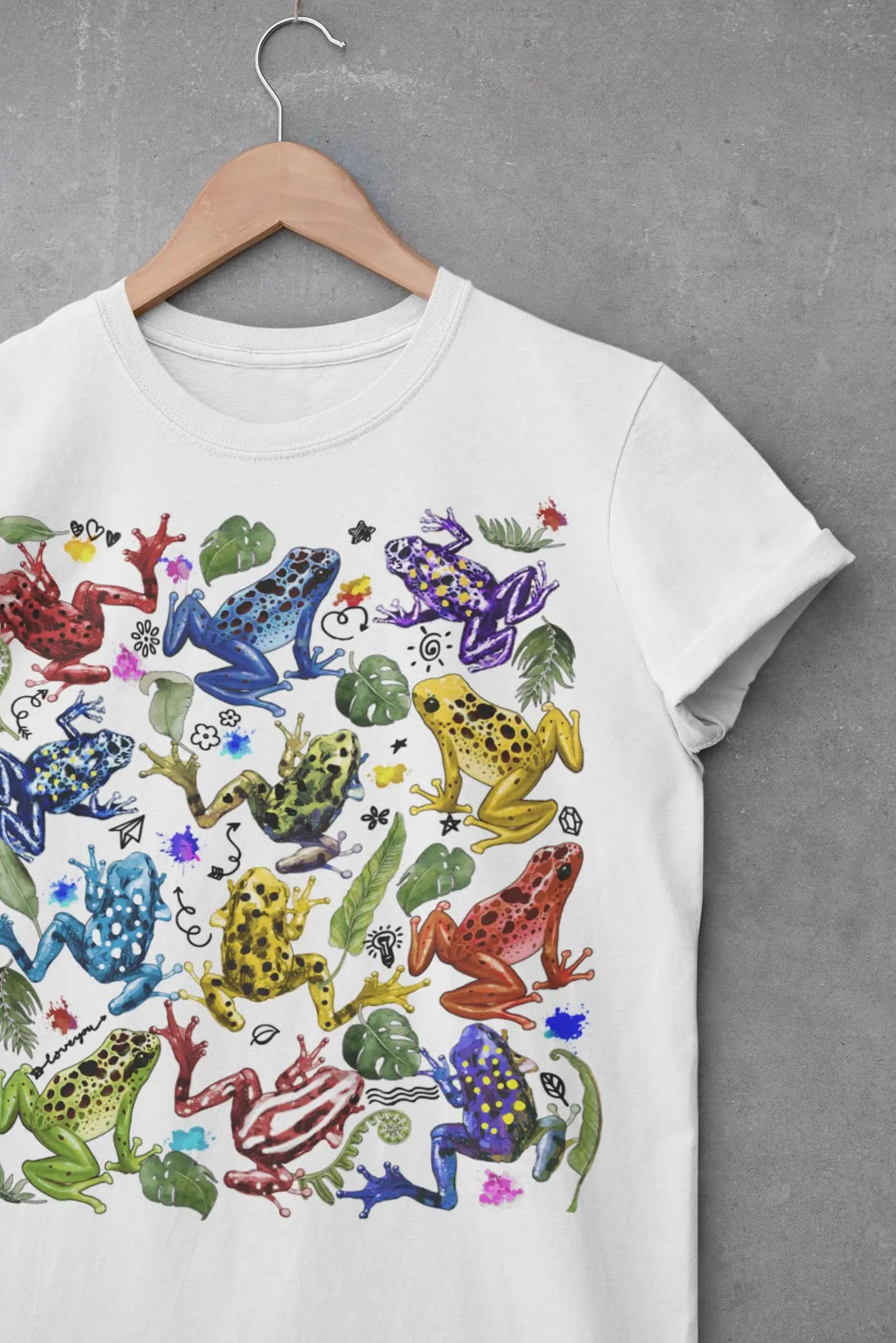 Colorful Frog Graphic Tee Shirt, Hoodie Sweatshirt