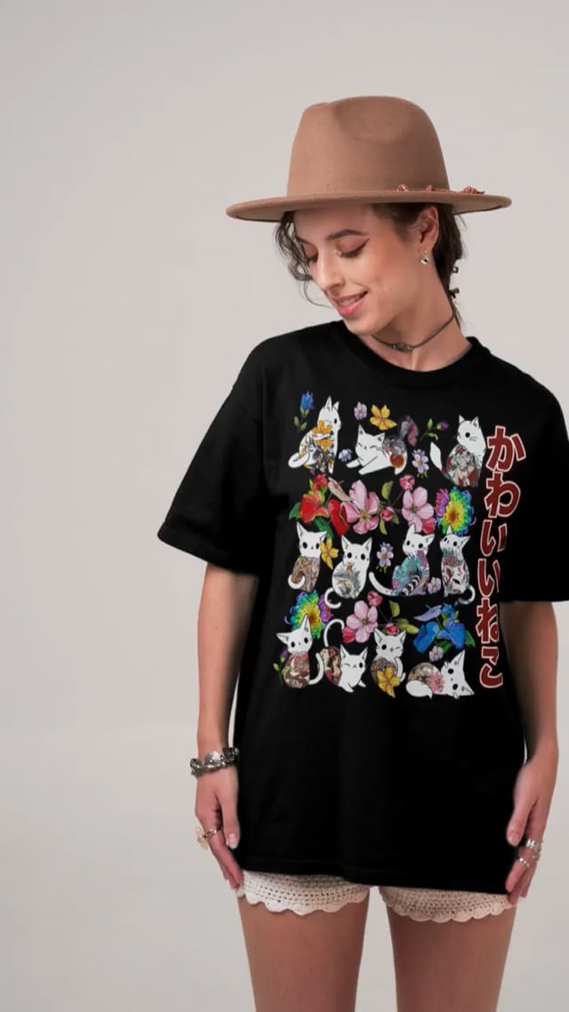 Japanese Cat Graphic Tee Shirt, Hoodie Sweatshirt