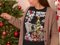 Sorta Merry Sorta Scary, Christmas Graphic Tee Shirt, Hoodie Sweatshirt