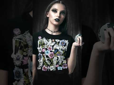 Gothic Birds Skeleton Graphic Tee Shirt, Hoodie Sweatshirt