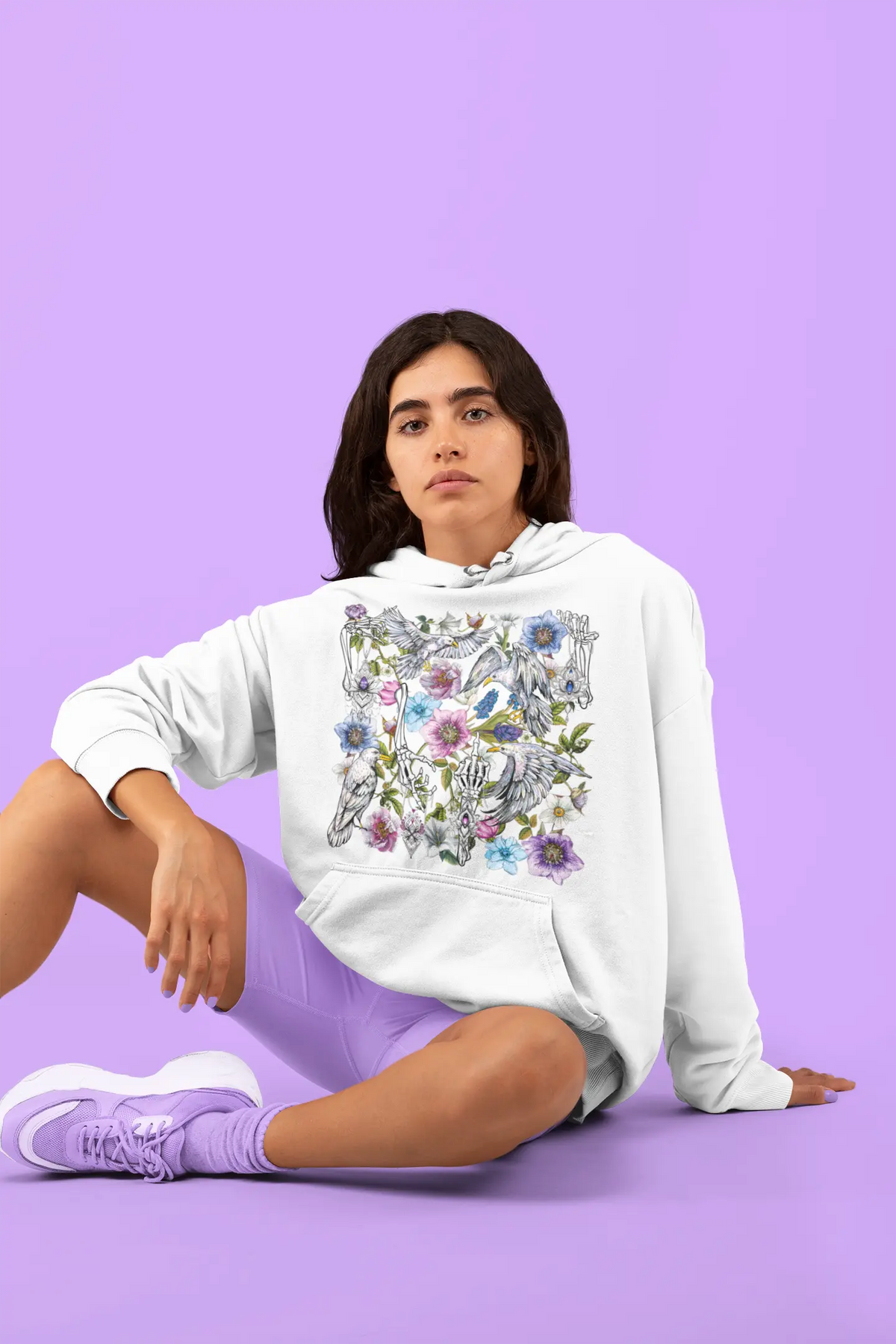 Gothic Birds Skeleton Graphic Tee Shirt, Hoodie Sweatshirt