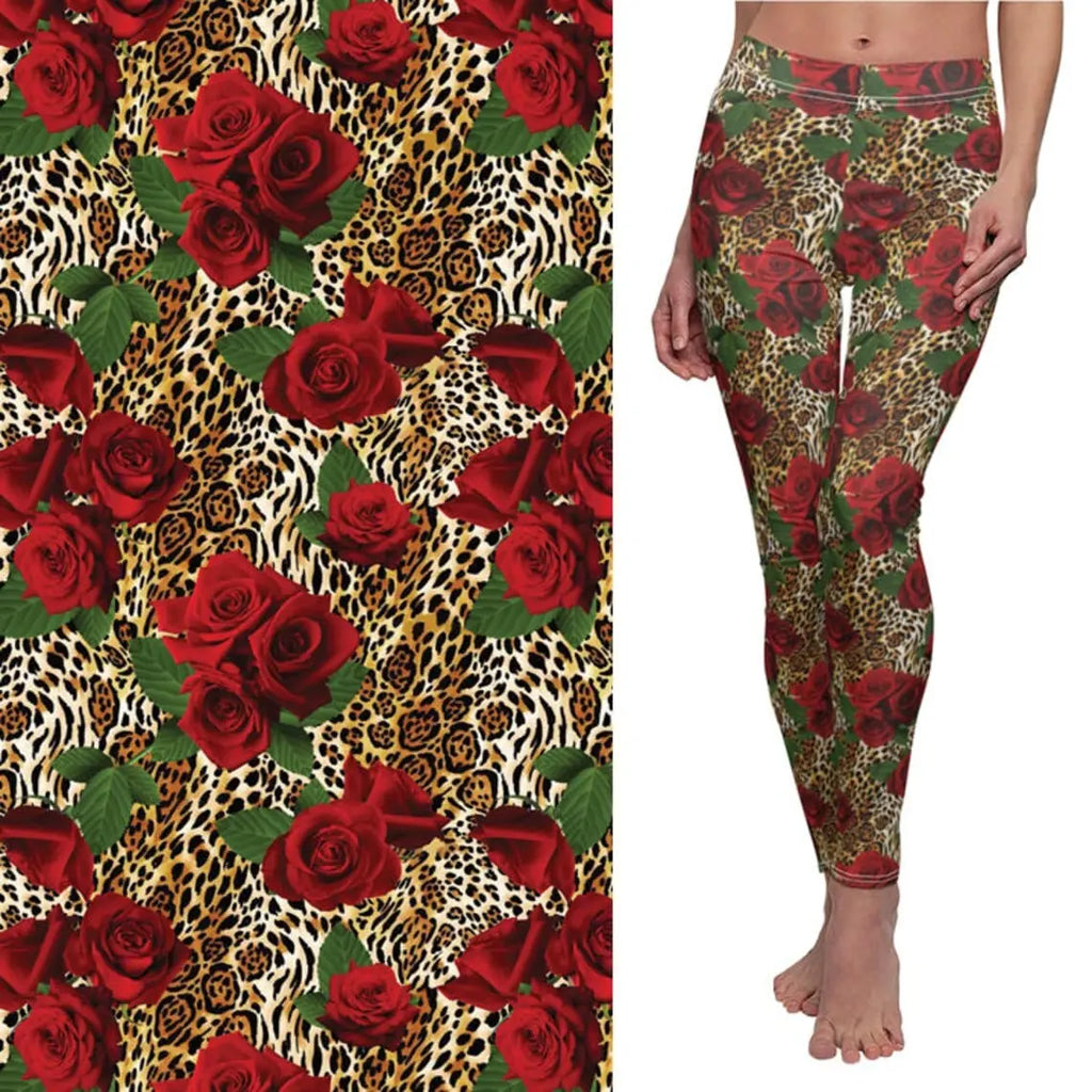 Leopard Print Leggings: Rose Floral Cheetah Yoga Pants