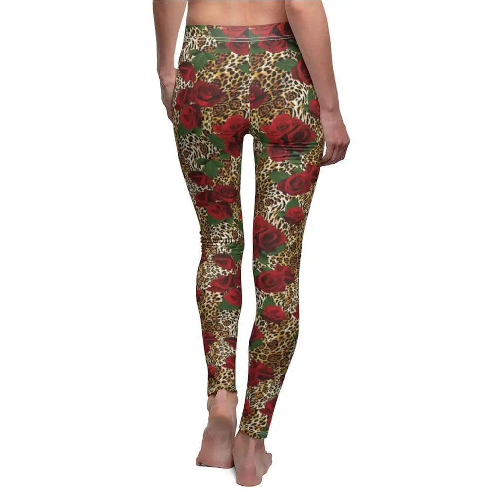 Leopard Print Leggings: Rose Floral Cheetah Yoga Pants