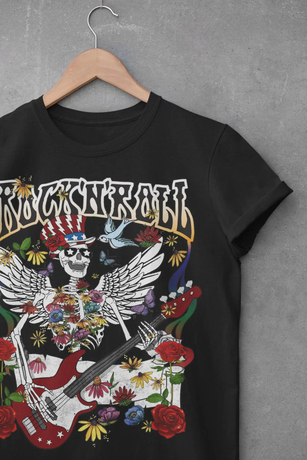 Skeleton Rock and Roll Graphic Tee Shirt, Hoodie Sweatshirt