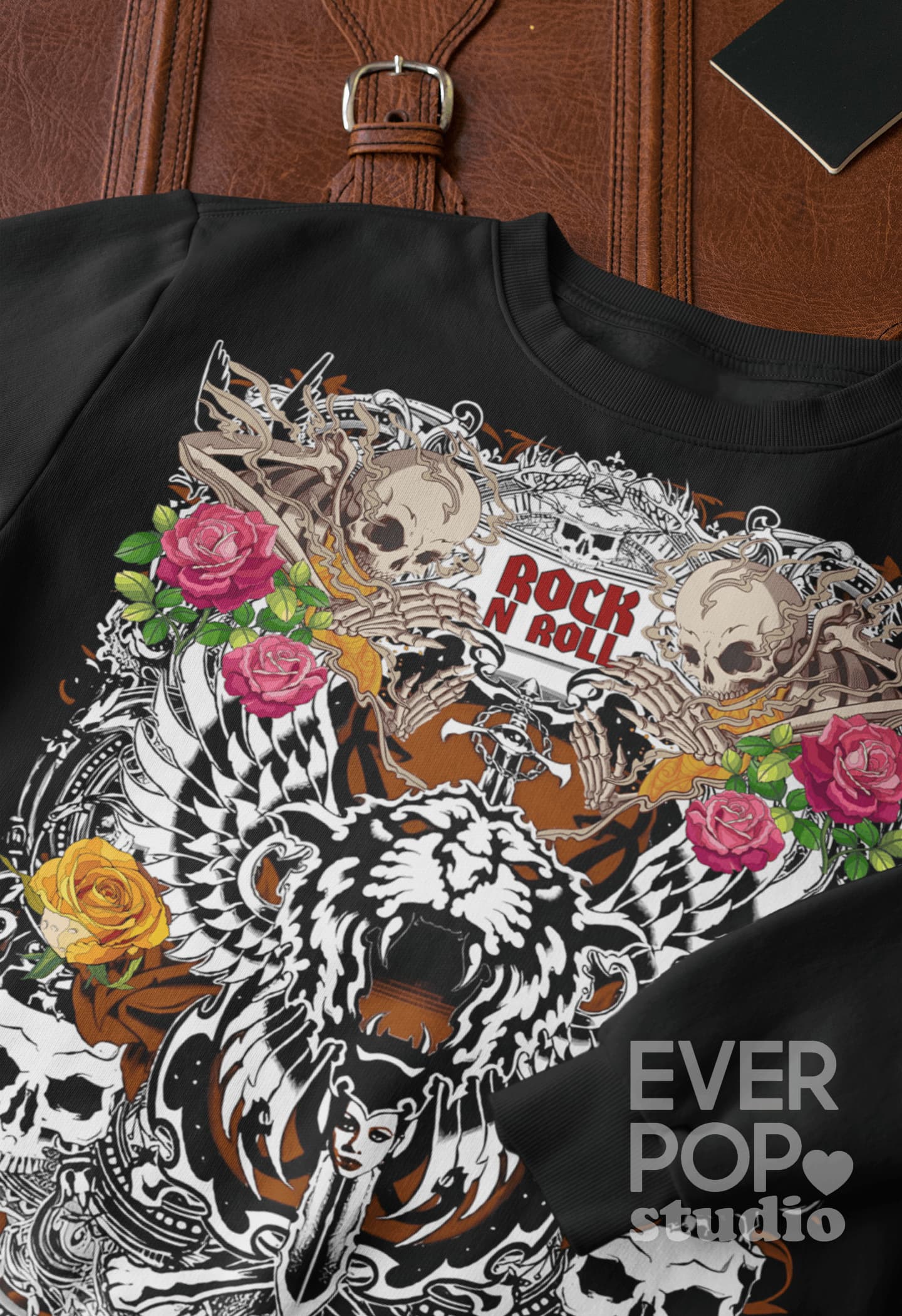 Rock n Roll Tiger Graphic Tee Shirt, Hoodie Sweatshirt