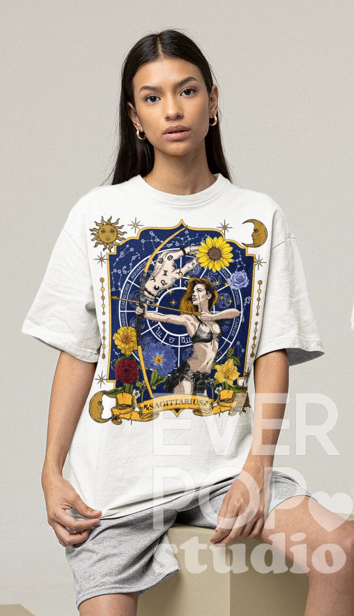Sagittarius Zodiac Graphic Tee Shirt, Hoodie Sweatshirt