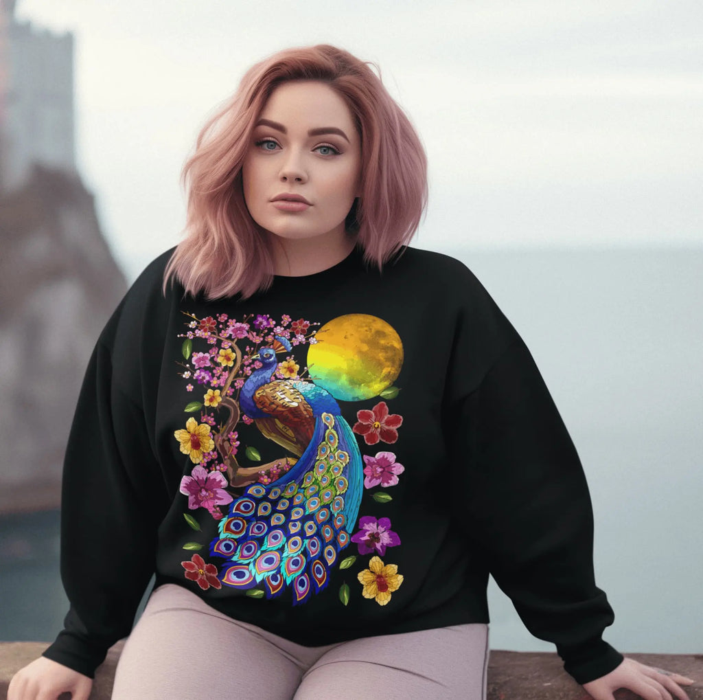 Peacock Cherry Blossom Graphic Tee Shirt, Hoodie Sweatshirt