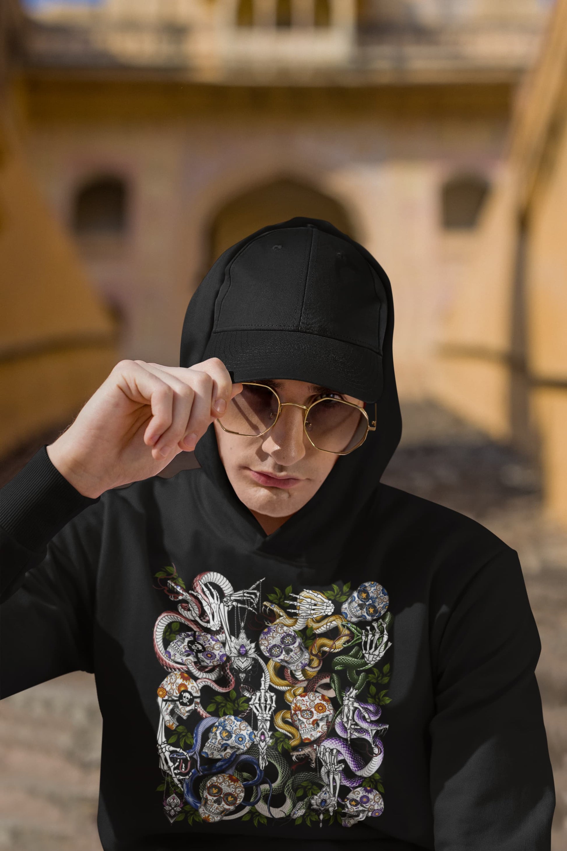 Sugar Skull Snake Graphic Tee Shirt, Hoodie Sweatshirt