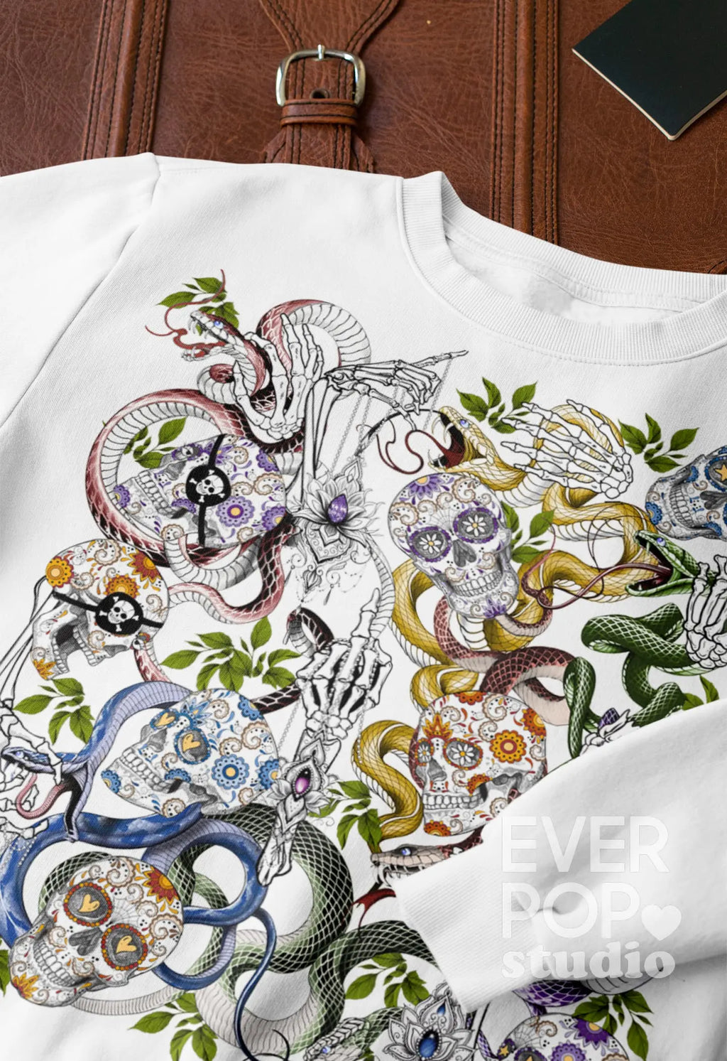 Sugar Skull Snake Graphic Tee Shirt, Hoodie Sweatshirt