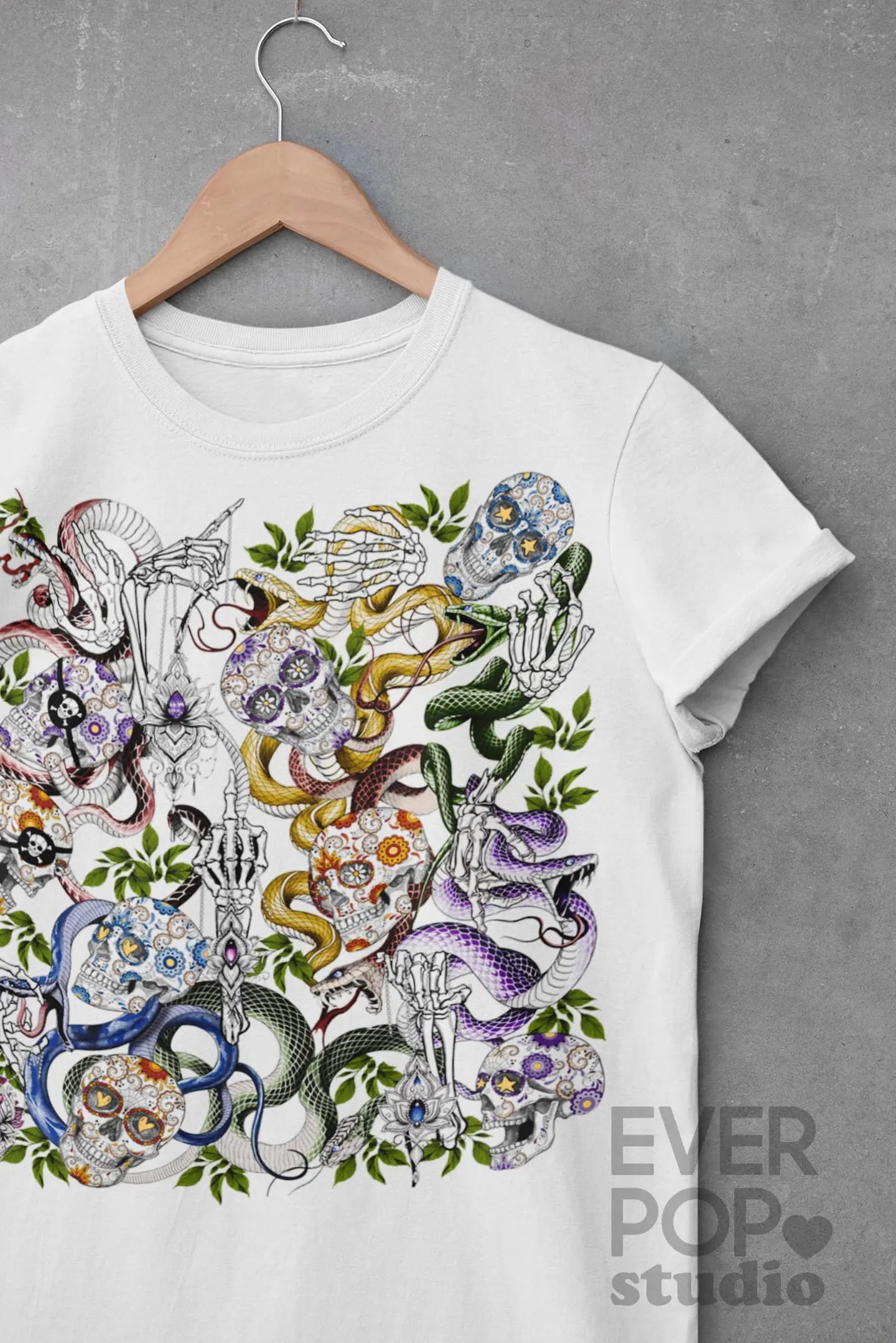 Sugar Skull Snake Graphic Tee Shirt, Hoodie Sweatshirt