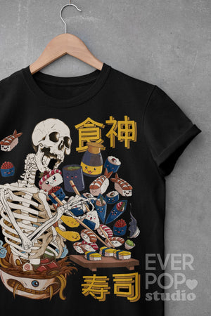Skeleton Sushi Graphic Tee Shirt, Hoodie    Sweatshirt