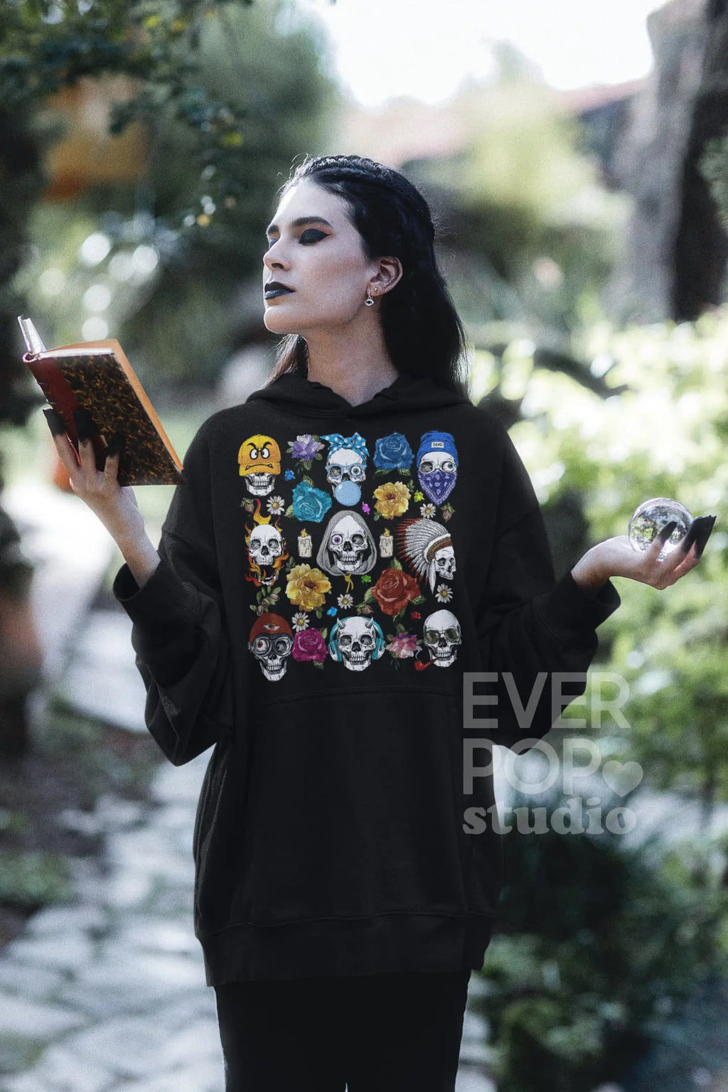 Cute Skull Rose Graphic Tee Shirt, Hoodie Sweatshirt