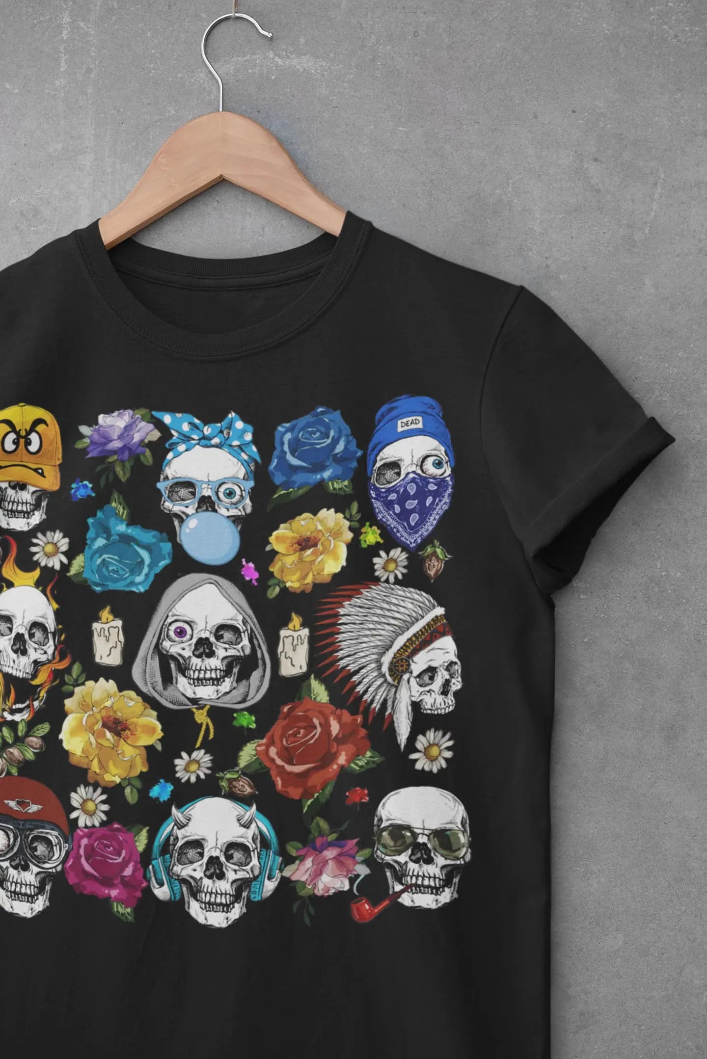 Cute Skull Rose Graphic Tee Shirt, Hoodie Sweatshirt