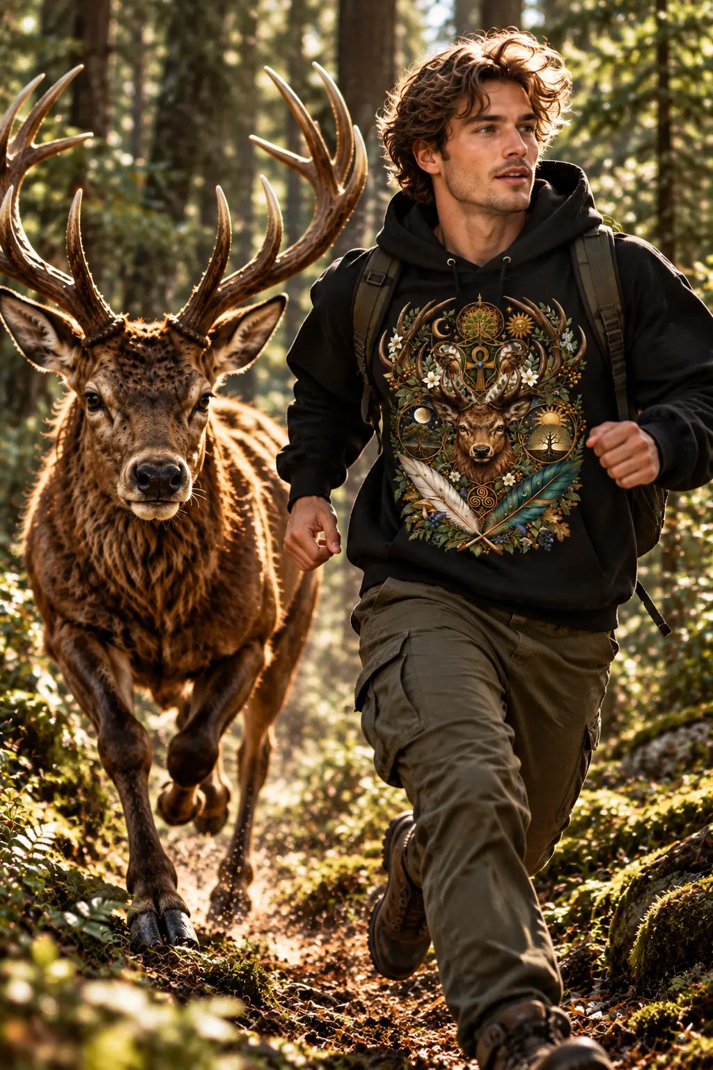Mystical Stag Graphic Tee Shirt, Hoodie Sweatshirt
