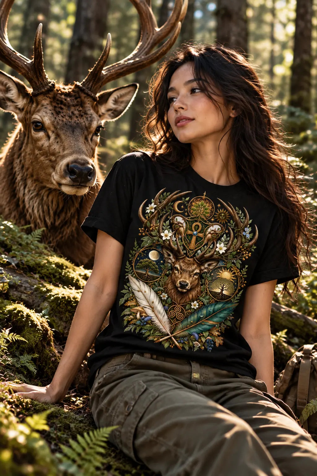 Mystical Stag Graphic Tee Shirt, Hoodie Sweatshirt