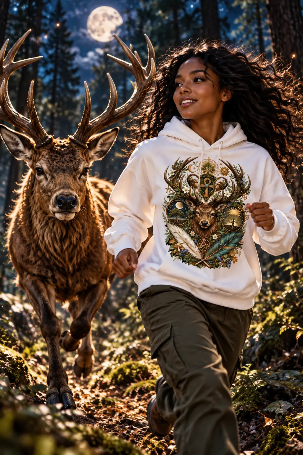 Mystical Stag Graphic Tee Shirt, Hoodie Sweatshirt