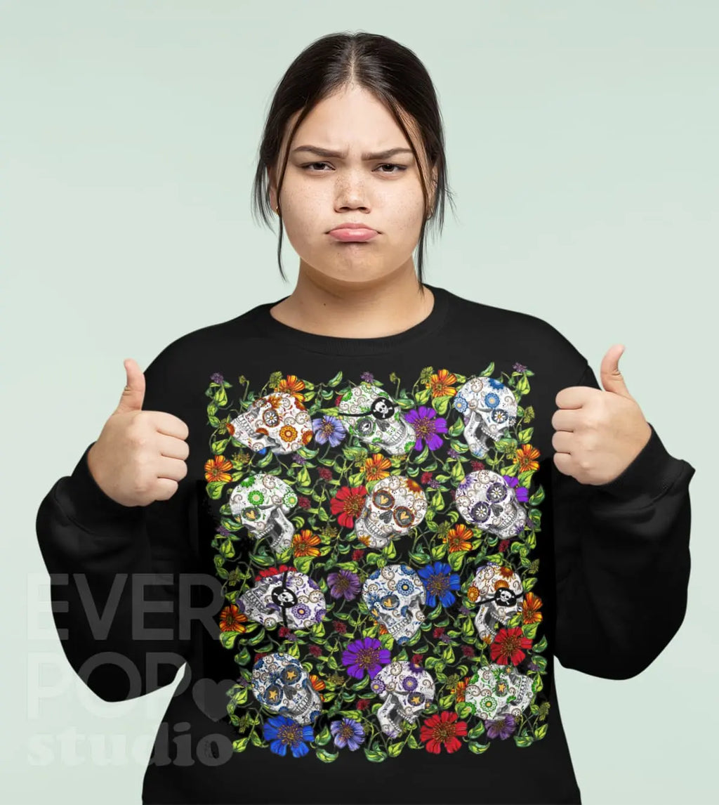 Sugar Skull Halloween Graphic Tee Shirt, Hoodie Sweatshirt